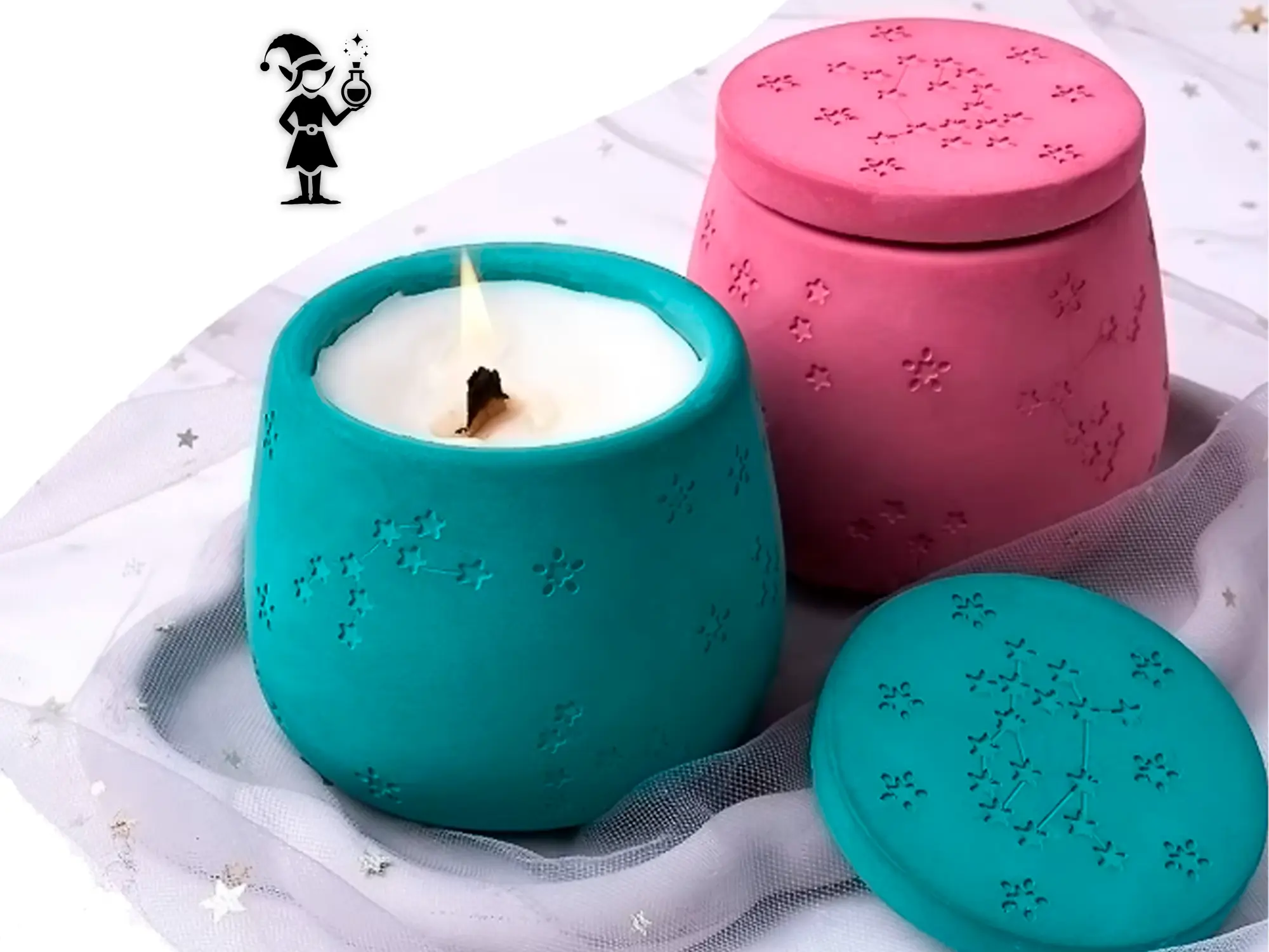 Vela artesanal con diseño moderno y minimalista