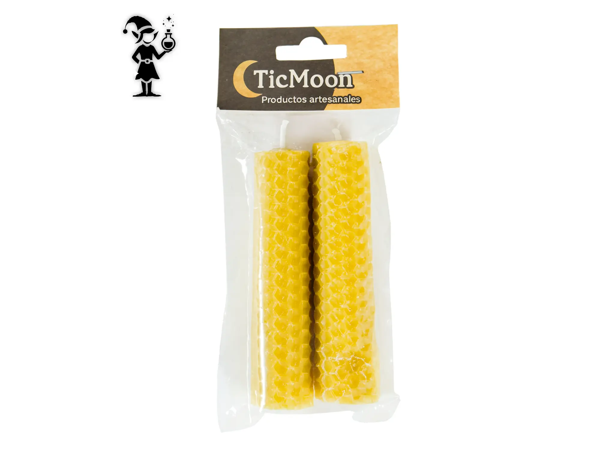 Vela artesanal en frasco oscuro con etiqueta elegante