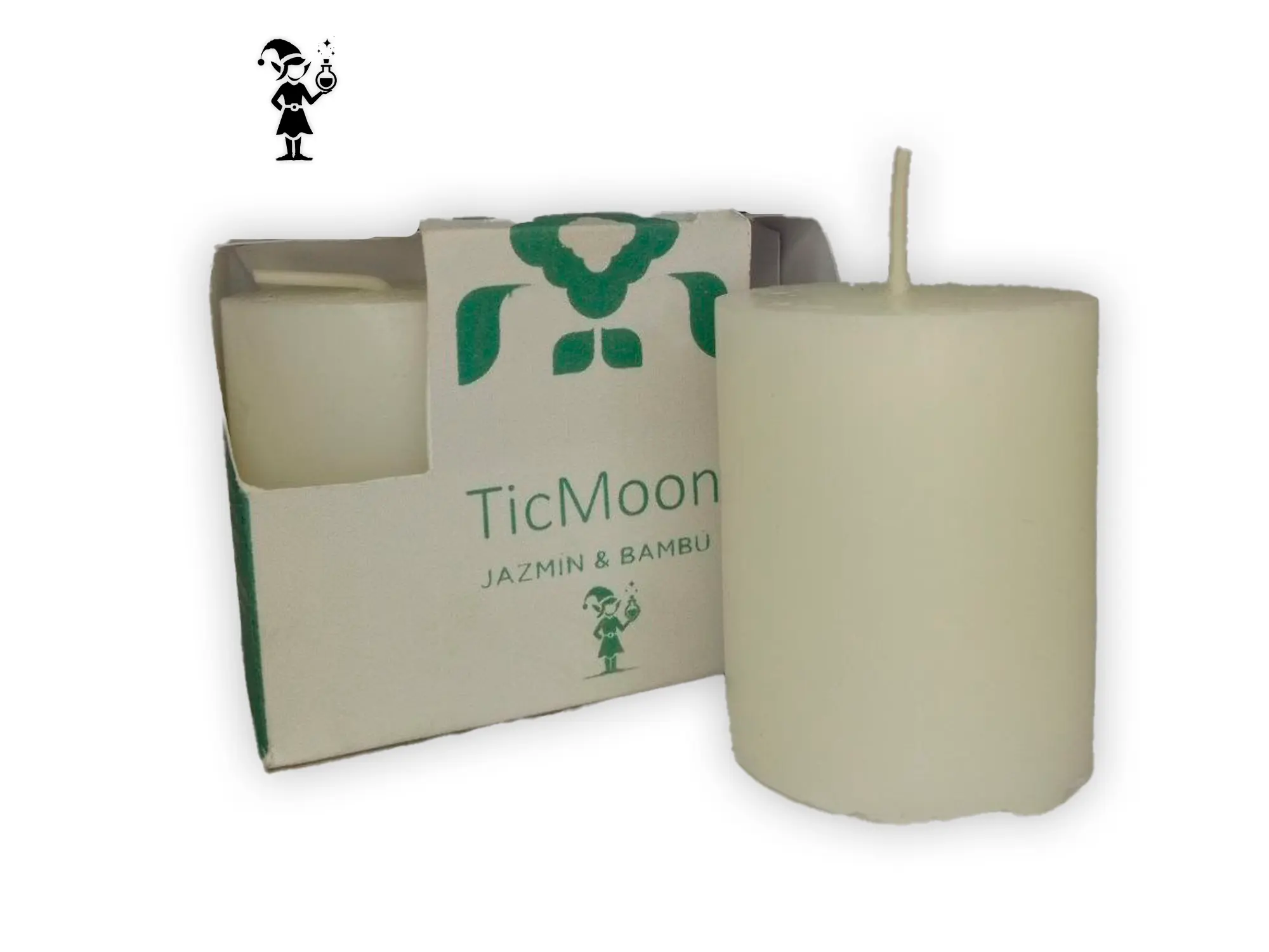 Vela artesanal con aroma cítrico y diseño natural